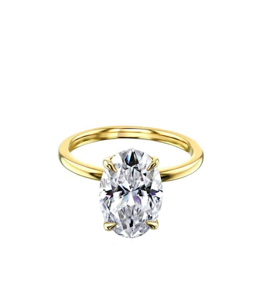 Oval Solitaire Hidden Halo Ring
