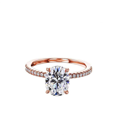 rose gold 2.00 carat oval pave engagement ring
