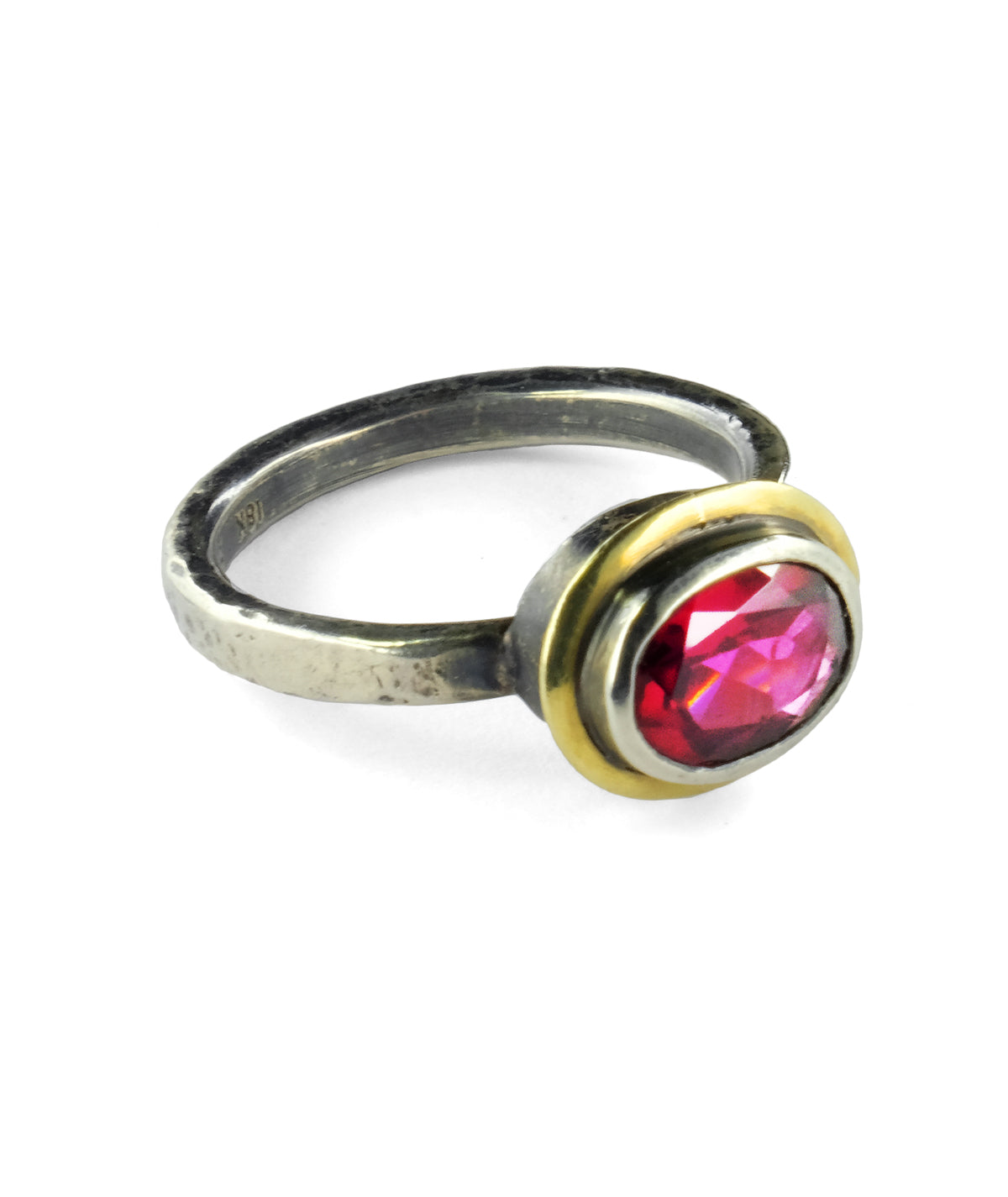 red garnet silver ring