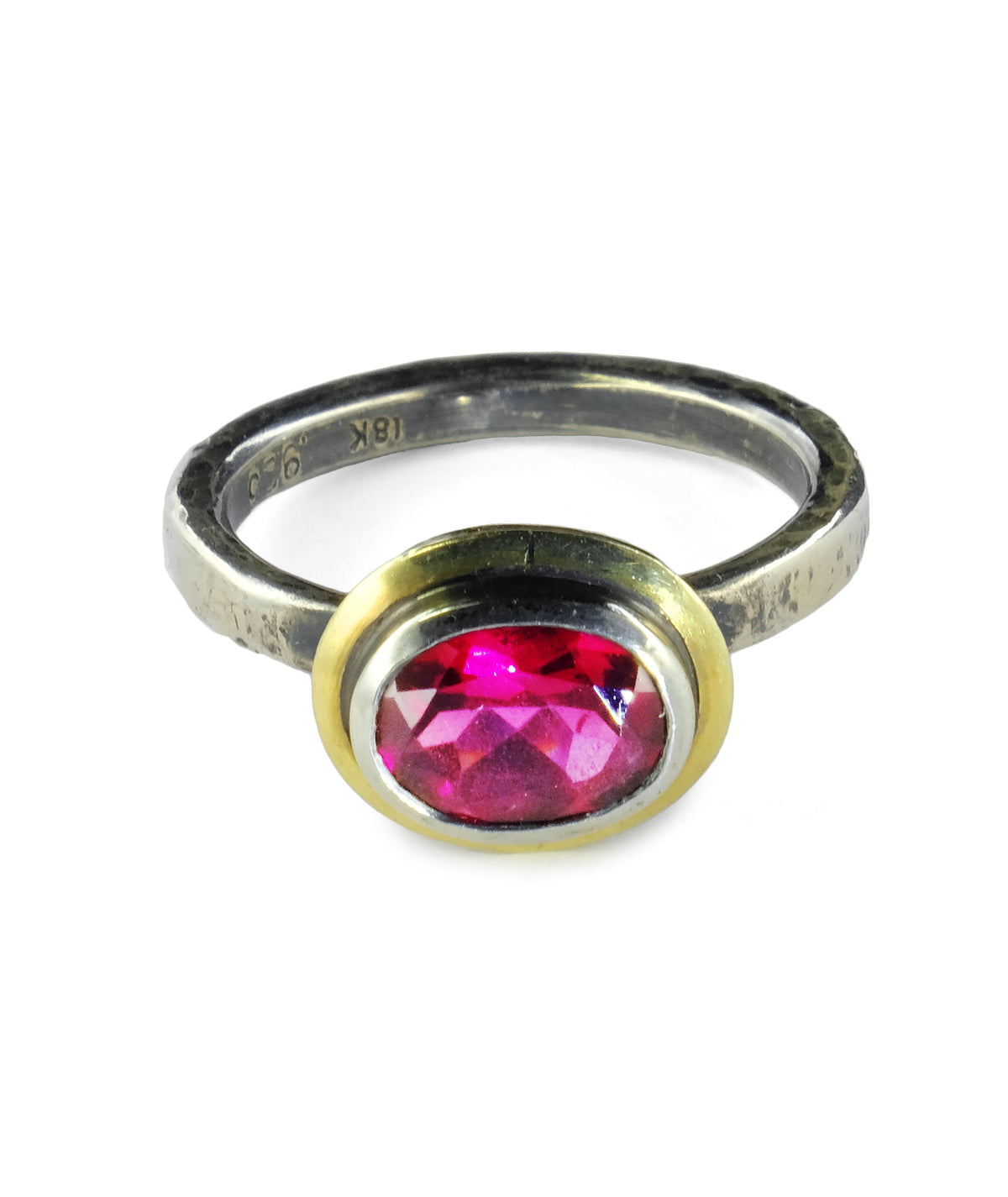 red garnet silver ring