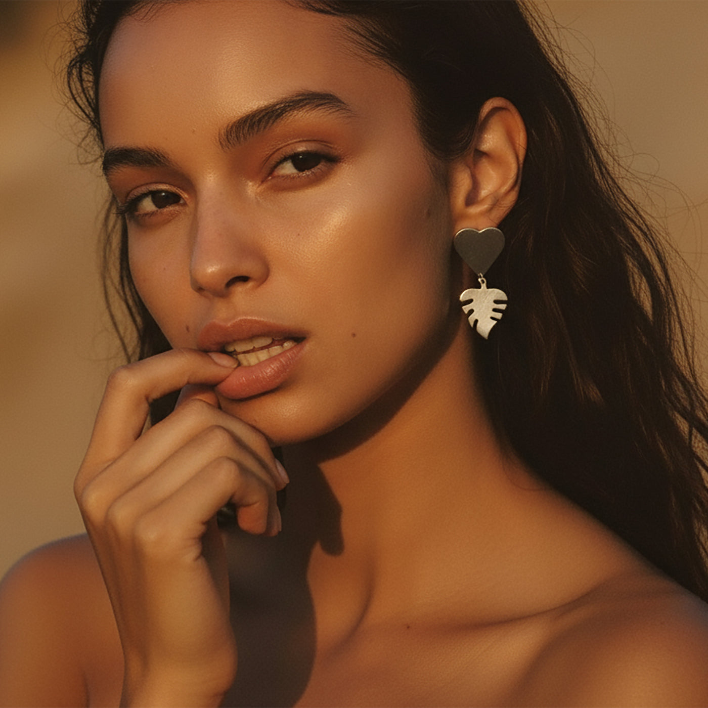 Heart Monstera Earrings