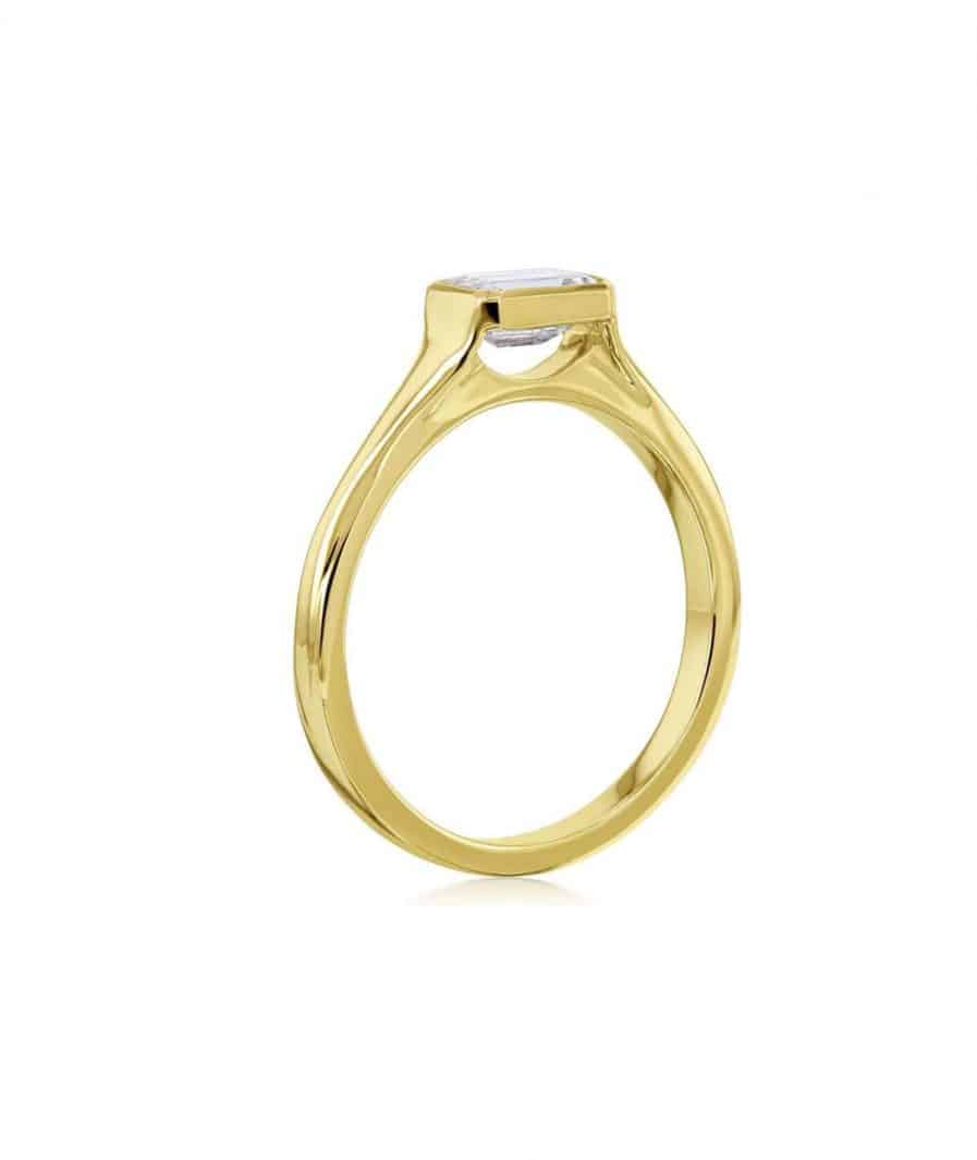 Emerald Cut Bezel Set Engagement Ring