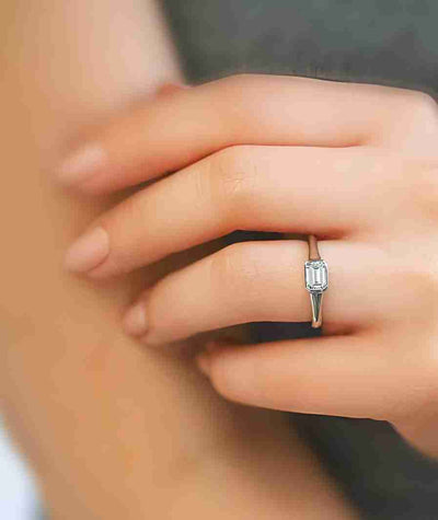 Emerald Cut Bezel Set Engagement Ring