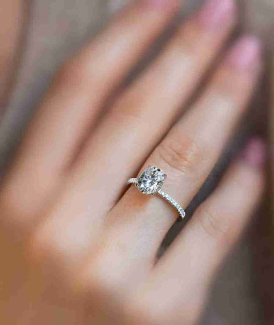 2.00 carat oval pave engagement ring