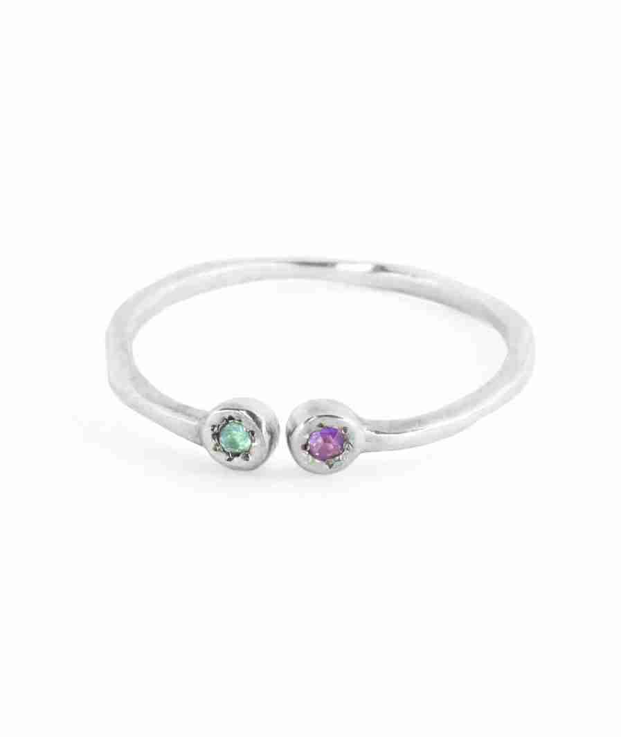 Estrella Piscis Stacking Ring in Sterling Silver with Blue Topaz 