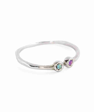 Estrella Piscis Stacking Ring in Sterling Silver with Blue Topaz 
