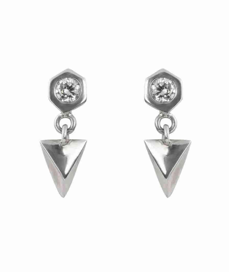 Hex Pyramid Earrings with Round Cubic Zirconia