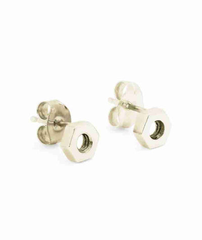 Hexagon Nut Stud Earrings