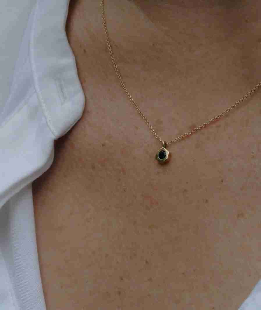 Bezel Set Blue Sapphire Necklace