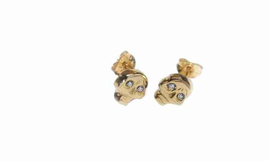 gold diamond skull earrings